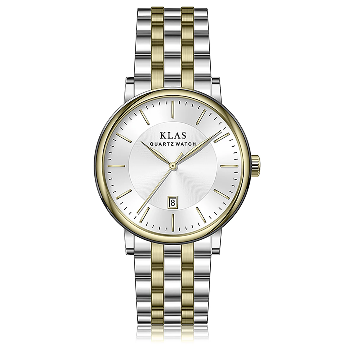 Маркови мъжки часовници бизнес на часовника от неръждаема стомана, сребро каишка KLAS brand