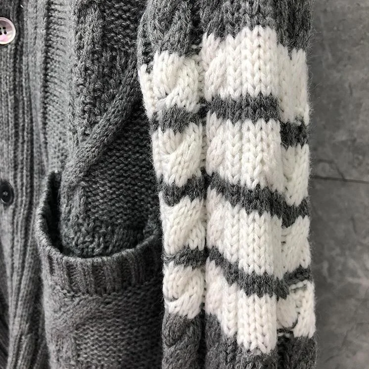 2022 Нови Модни Пуловери, Мъжки Приталенные Жилетки С V-образно деколте, Дрехи От Еднакво Раирана Козина, Стегнато, Зимно Ежедневното Палто