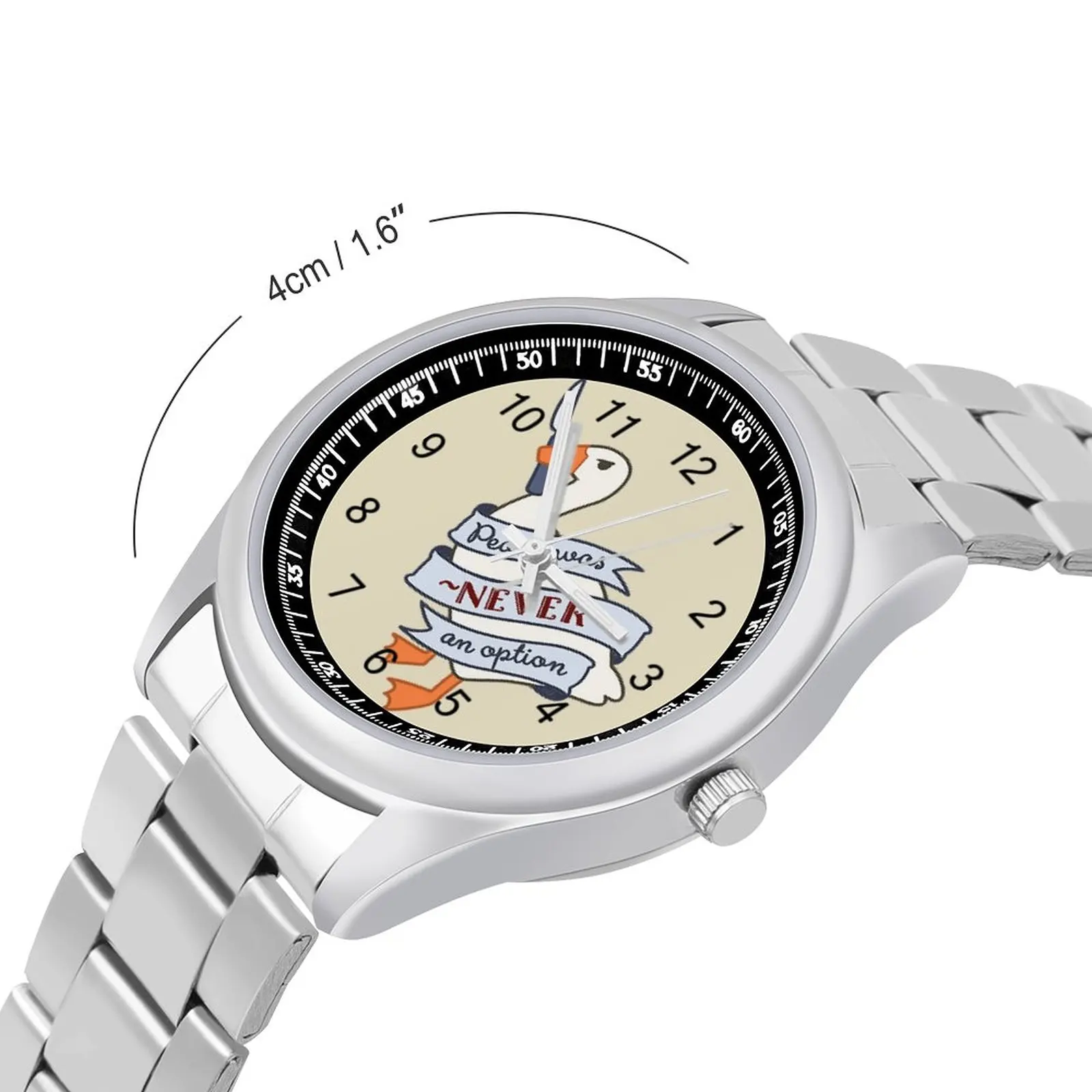 Светът никога не е бил вариант Кварцови часовници Без име Гъска Играта Хумор Силна Момиче Ръчен часовник Снимка Промоция Ръчен часовник от неръждаема стомана