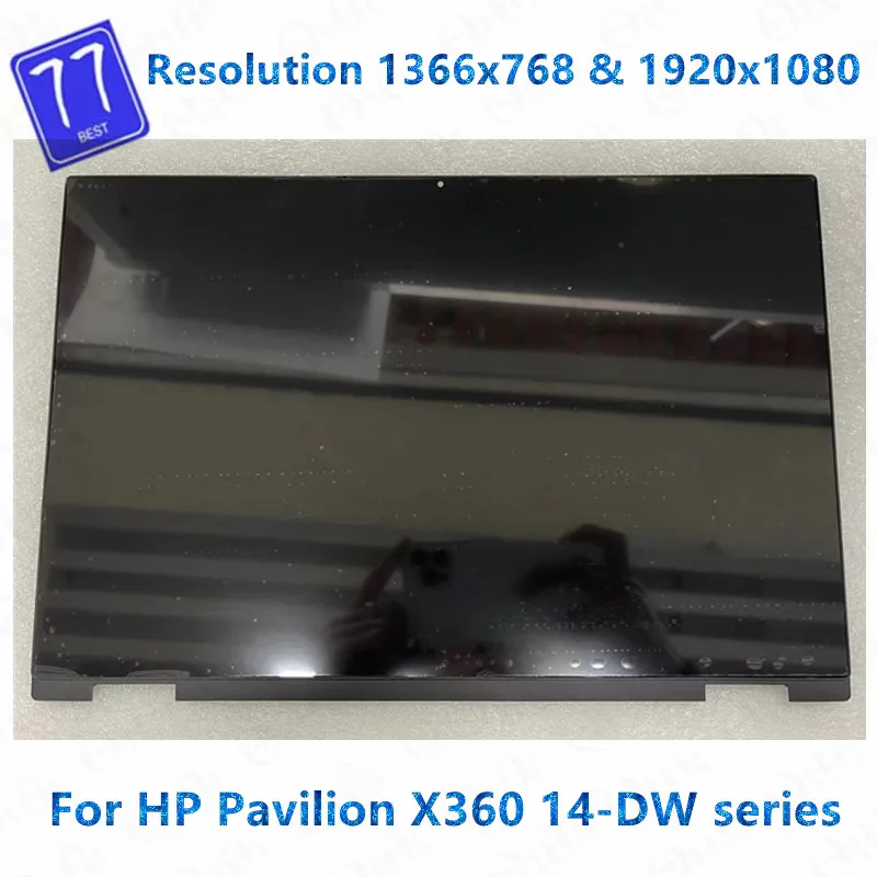 Оригинален 14-ИНЧОВ LCD дисплей със сензорен екран, Стъкло, Дигитайзер, монтаж, замяна За лаптоп HP Pavilion X360 серия от 14-DW 14m-dw