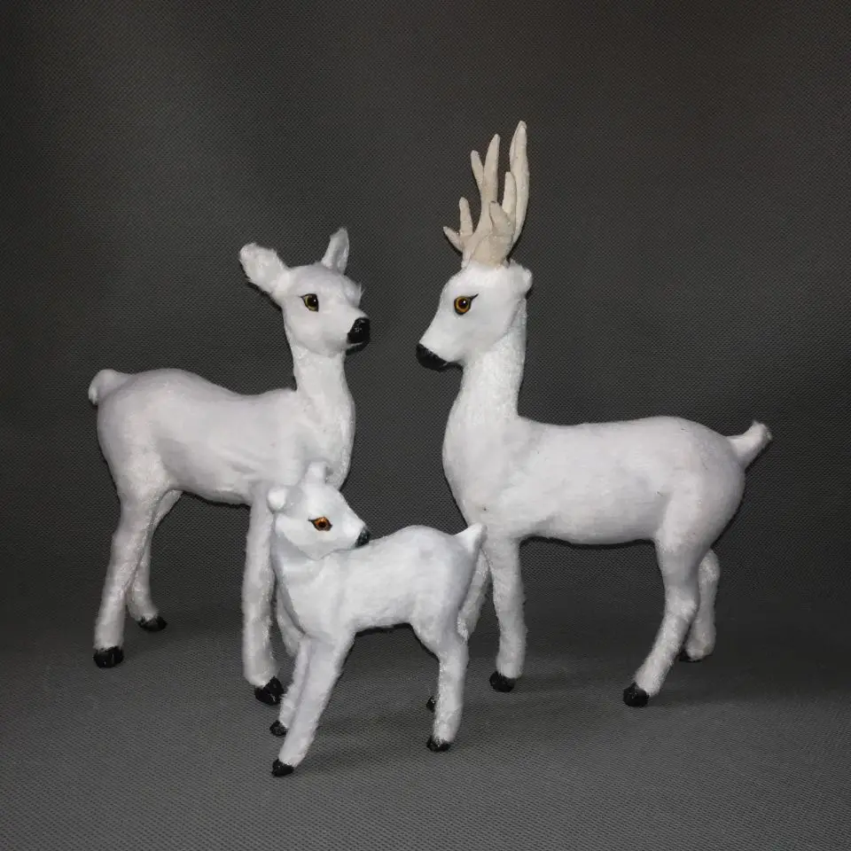 играчка в реалния живот бяла петнист елен модел полиетилен и кожа семейство елени татко, мама и бебе модел украса подпори, модел подарък h0859