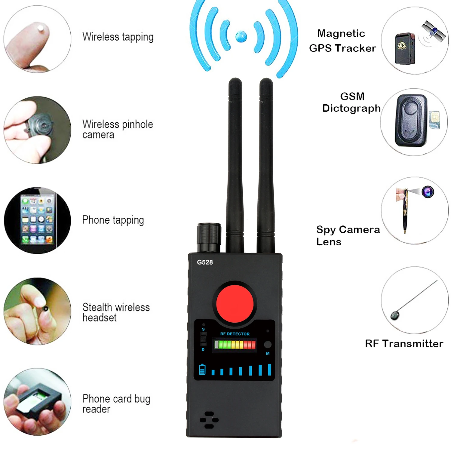 Антишпионский GPS Безжичен Сигнал Автоматичен Детектор на Търсещия Racker Честота на Сканиране за почистване на улиците Устройството на Търсещия Защита на Камерата за Откриване на