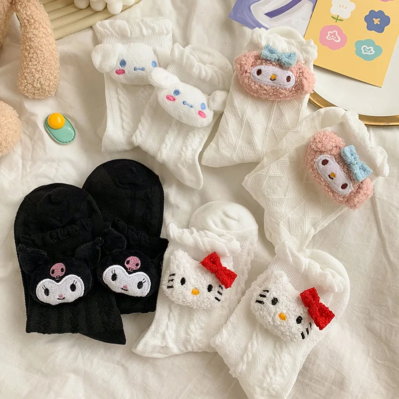 Чист червен японски карикатура на КТ сладки чорапи с котки и кучета женска кукла мультяшные чорапи-тръба сладък стил студентски подарък