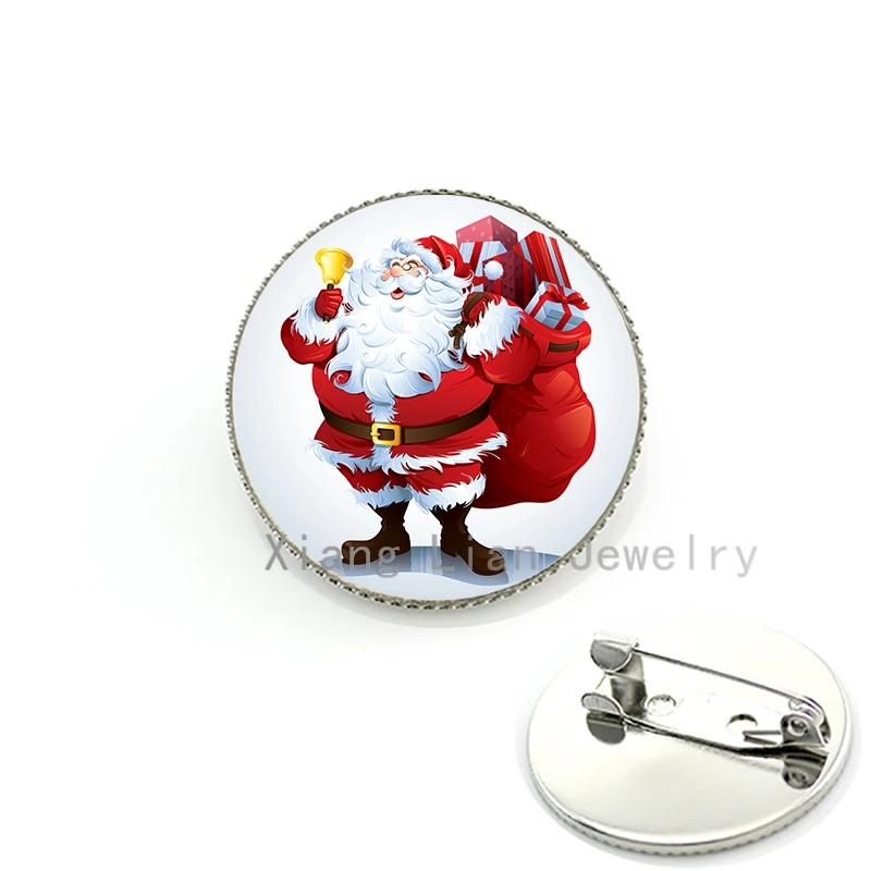 Мулти изображения Баща Коледа брошка игла икона сладък забавен Дядо изображение позлатени брошки детски коледни подаръци CM140 - CM146