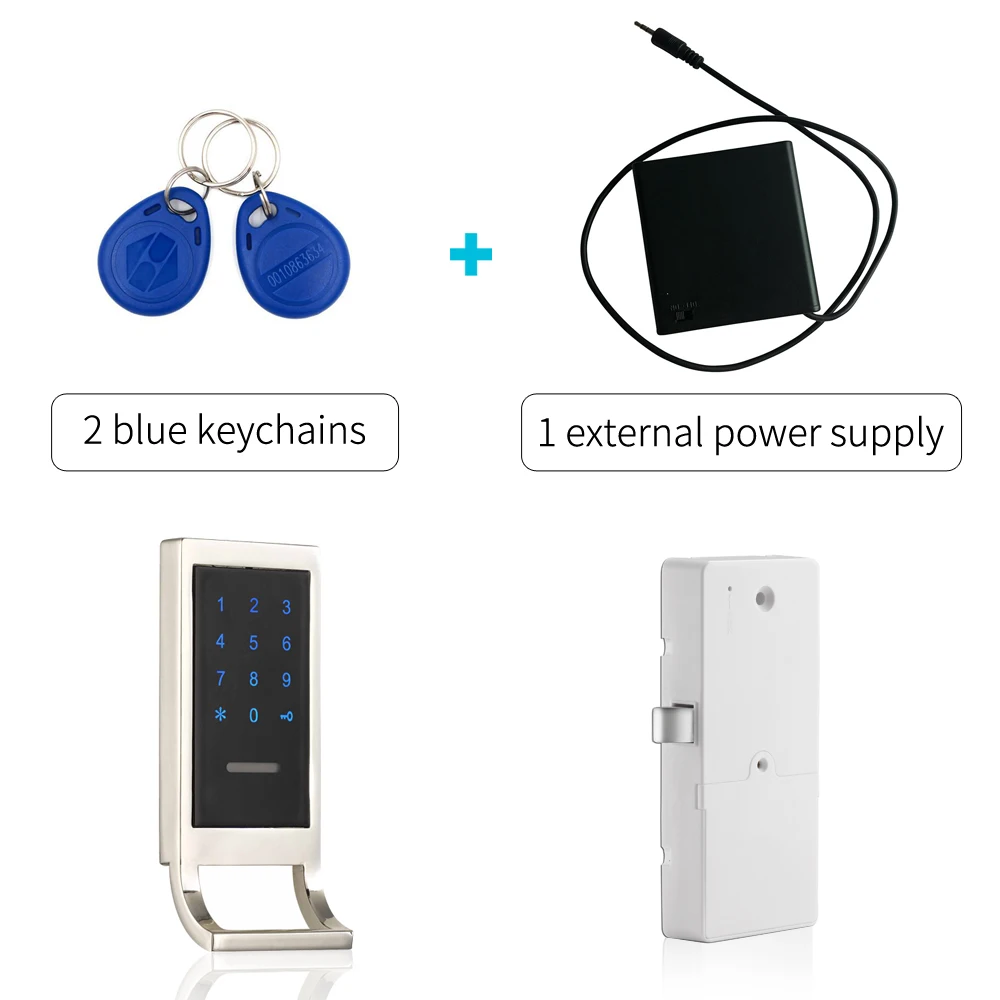 Сензорна Клавиатура Парола RFID Карта Ключ Метален Цифров Електронен Кабинет заключване на шкафчето с външния източник на захранване и 2 ключодържател