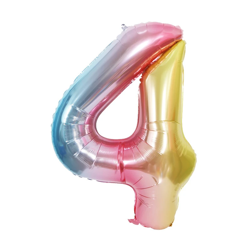 40-инчов градиентный цифров балон от алуминиево фолио, плаващ балон, рожден ден, сватба, оформление на място, дъгата балон