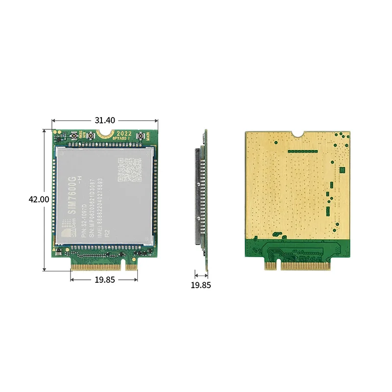 SIMCOM SIM7600G-H LTE Cat4 M. 2 модул LTE UMTS GSM мрежи с глобално покритие NGFF интерфейс ГНСС приемник