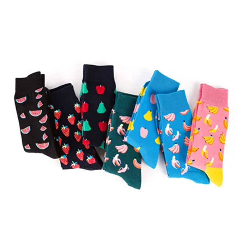 10 двойки / лот, цена на Едро, Плодов Мъжки Чесаные Памучни Чорапи, Производители, Средната Тръба, Щастлив Забавен Чорап За Влюбени