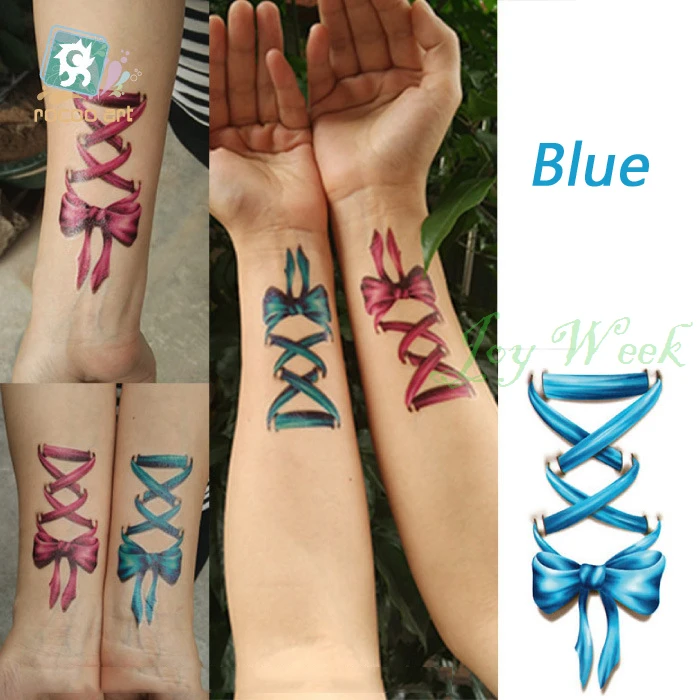 Водоустойчив Временна Татуировка Стикер 3D blue лък възел татуировка етикети флаш татуировка фалшиви татуировки за момичета жените