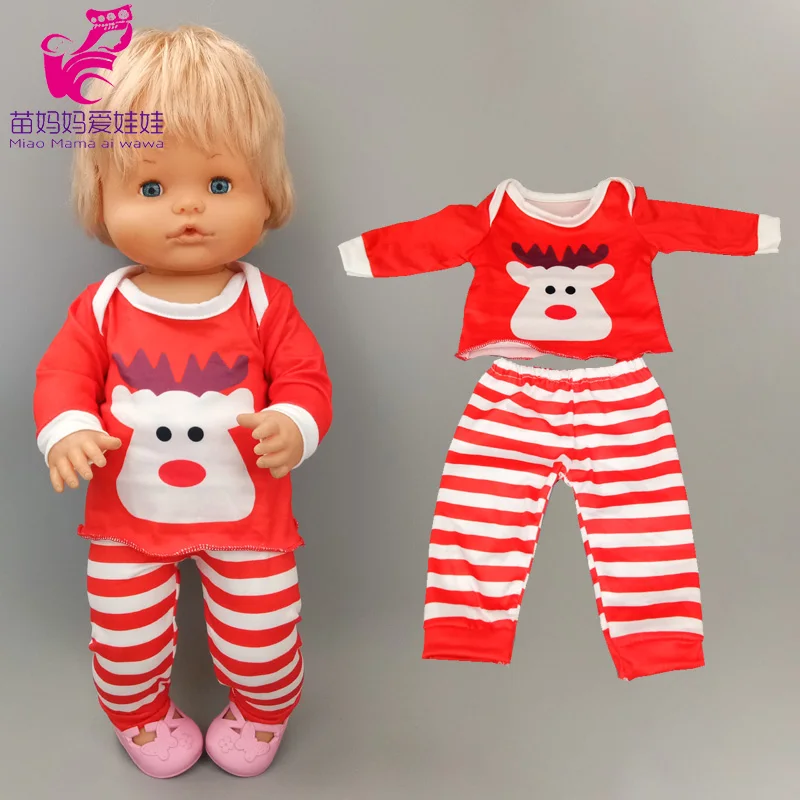 подходящ за 40 см Nenuco бебе кукла облекло червена пижама на Дядо Коледа за 38 см Ropa y su Hermanita детски играчки, дрехи