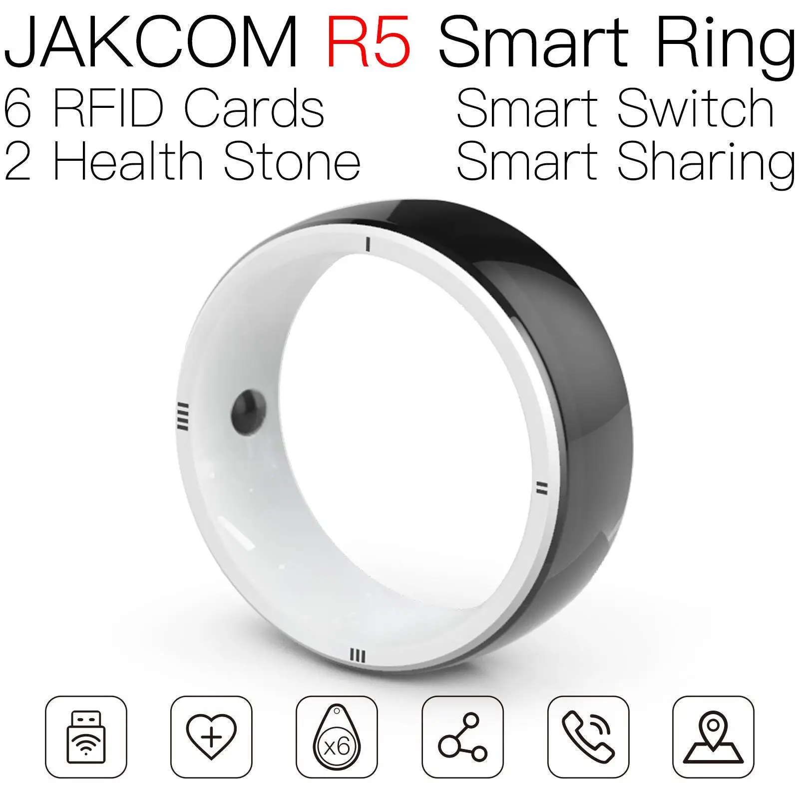 JAKCOM R5 Интелигентни пръстен Супер значение, тъй като cr80 20 милиона празен черен PVC карти деко телефон преносима карта врата контролер carte nfc