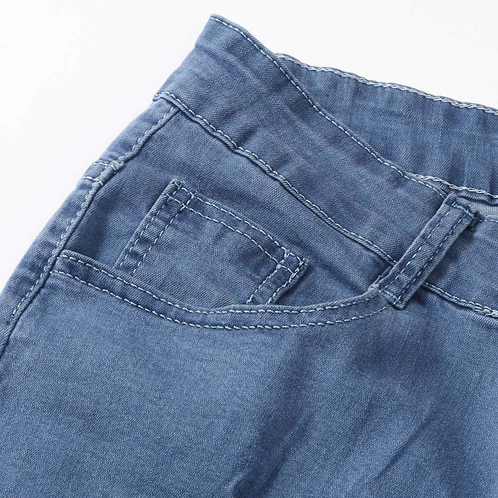 Лятна Мода Градинска Дрехи Мъжки Дънки Ретро Синьо-Сив Цвят, Стегнати Разрушени Скъсани Дънки Счупени Пънк Панталони Homme Jeans W4XL