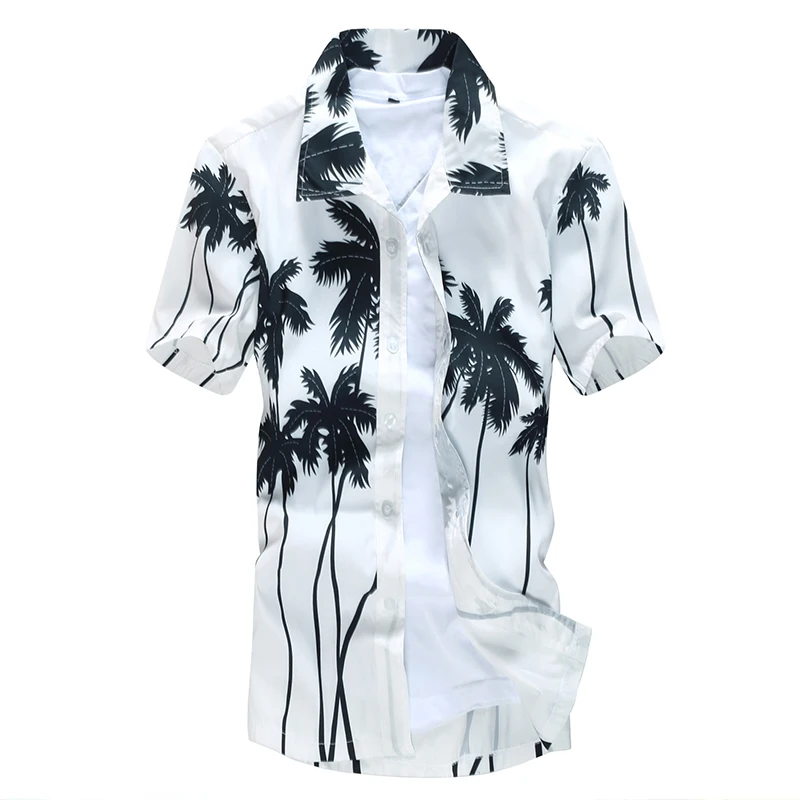 Лятото на 2022 Мъжки Ризи С Къси Ръкави и Принтом Кокосовата Палма Havaiana Плажно Облекло Плюс Размер 5XL Ризи