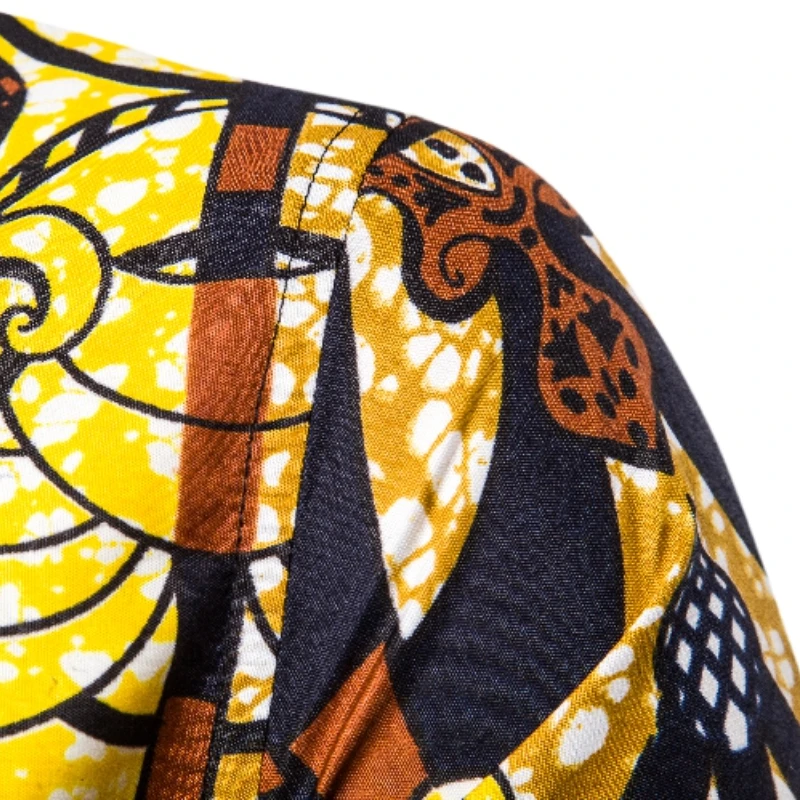 Модерен Принт Африканска Риза Мъжки Нов Батик Восък Е Традиционен Памук Африканска Облекло Риза Homme