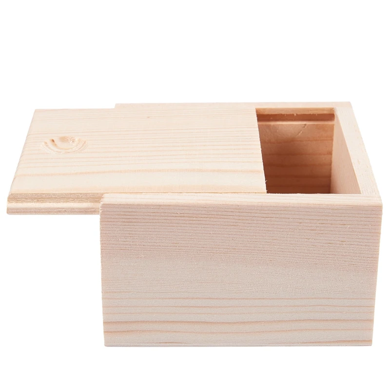Малка Проста Дървена Кутия за Съхранение на Бижута, Малки Джаджи, Подарък Дървени цвят