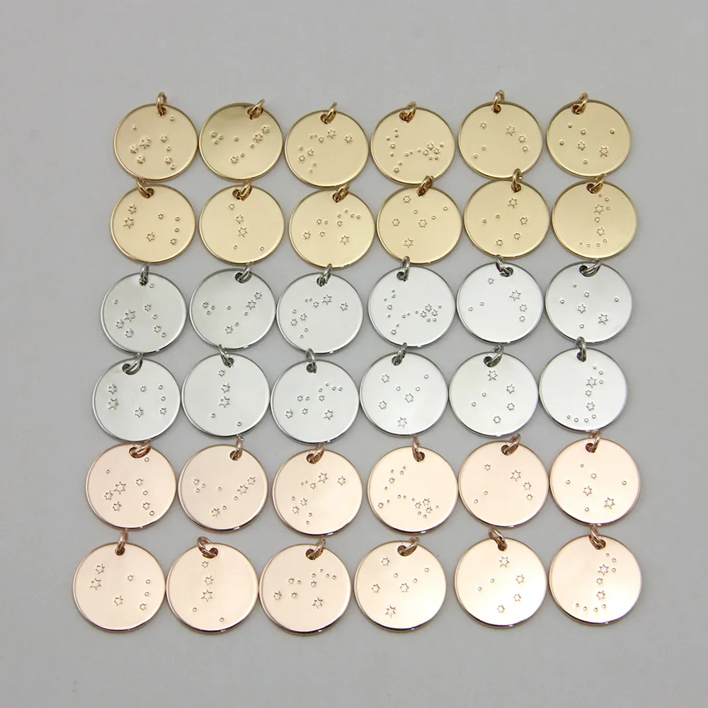 Нов Дизайн Везни 12 Зодиакални Знаци Висулки Бижута направи си САМ Чар Выгравированная Монета Диск Висулка Приемаме Индивидуален Дизайн