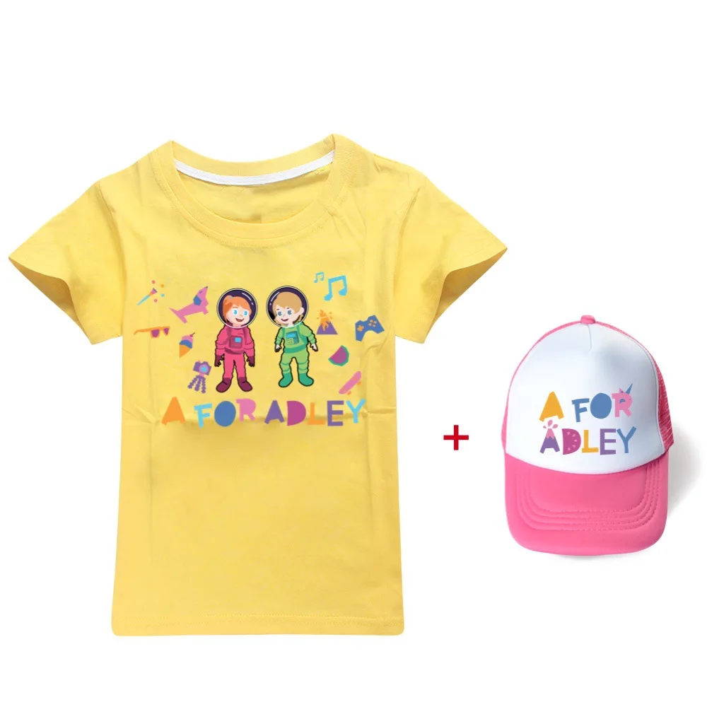 A ЗА ADLEY/ Блузи с шарките на аниме за момичета и момчета, Ежедневни Лятна детска памучен тениска с къси ръкави и шарките на 2022 година + шапка, Детски облекла от 2 до 16 години