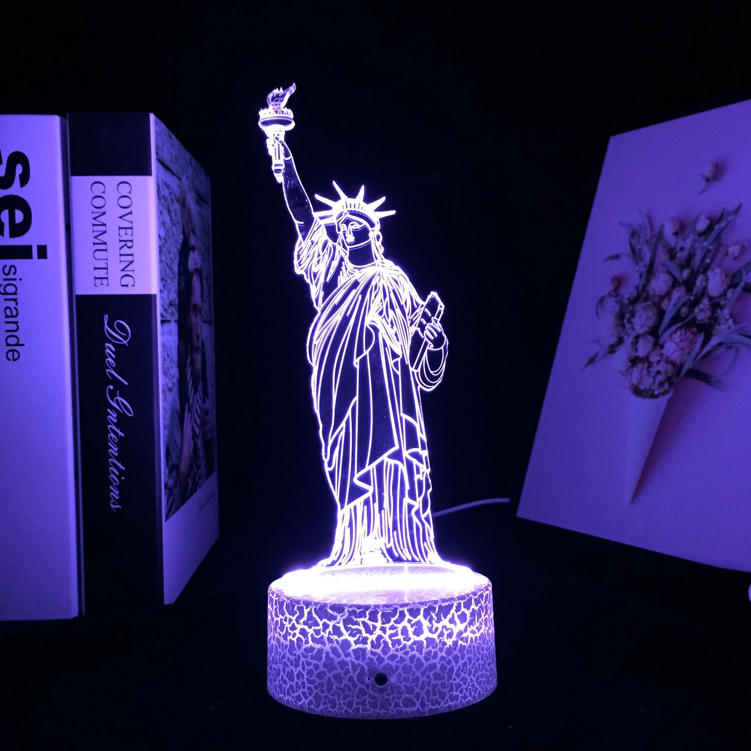 Статуята на Свободата 3D Илюзия Настолна Лампа за Украса на Детска Спални лека нощ Led RGB Сензорен екран Сензор за Подарък лека нощ Директен Доставка