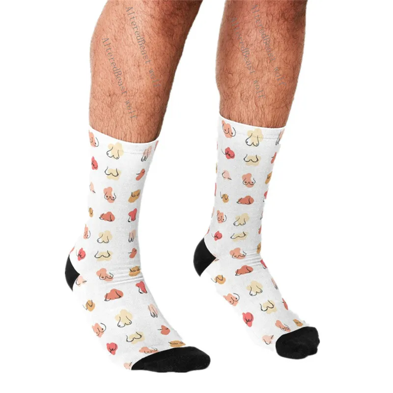 Мъжки забавни чорапи с мультяшными видове от цици, Чорапи в стил харадзюку, Мъжки Щастливи хип-хоп, Новост, сладки чорапи за момчета, Ежедневни Луди Чорапи за мъже